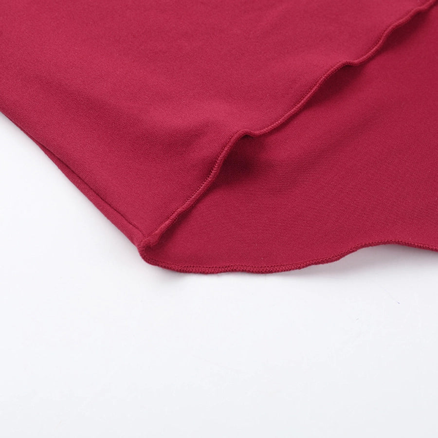 Women's T-shirt Long Sleeve Blouses Wine Red Elegant Solid Color