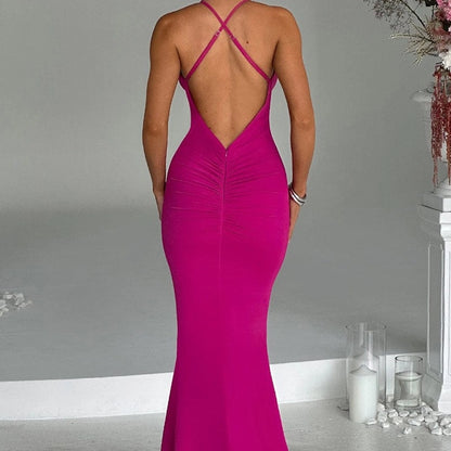Women's Sheath Dress Streetwear V Neck Flowers Sleeveless Solid Color Maxi Long Dress Business