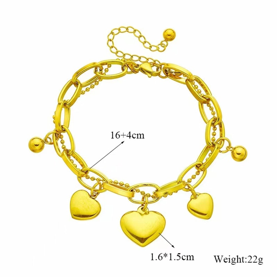 Modern Style Classic Style Heart Shape Titanium Steel 18K Gold Plated Paperclip Chain Bracelets In Bulk Stainless Steel Bracelets