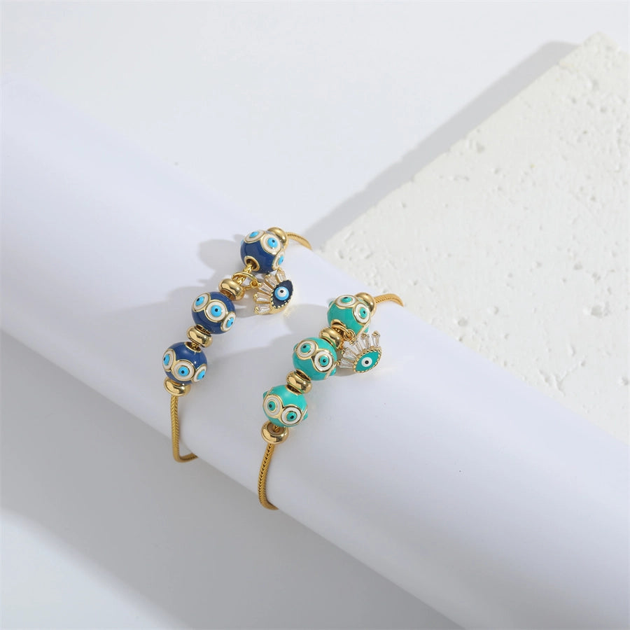 Jewelry Elegant Simple Style Commute Devil's Eye Copper Copper 14K Gold Plated Bracelets