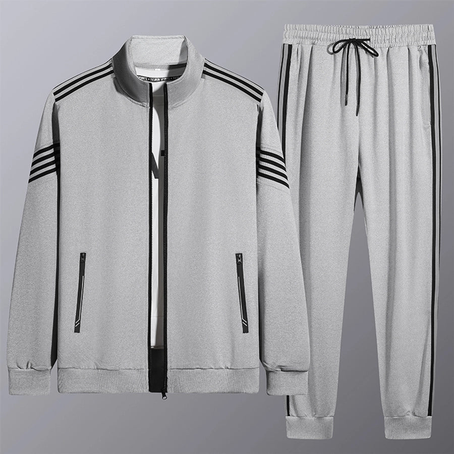 Men's Stripe Casual Standing Collar Turndown Long Sleeve Loose Men's Outwear