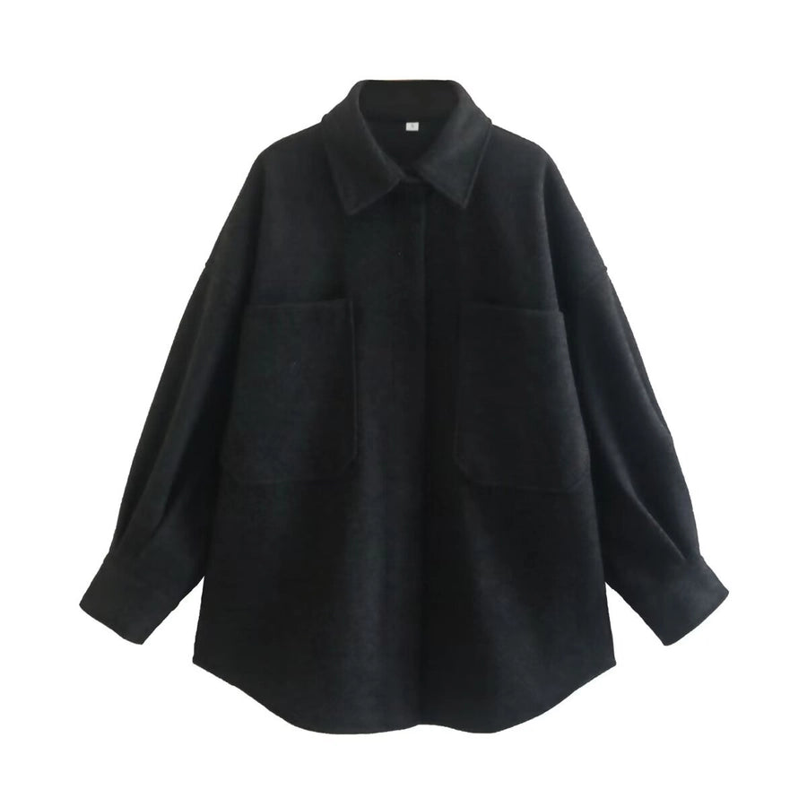 Women's Streetwear Solid Color Single Breasted Woolen Coat Woolen Coat