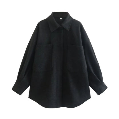 Women's Streetwear Solid Color Single Breasted Woolen Coat Woolen Coat