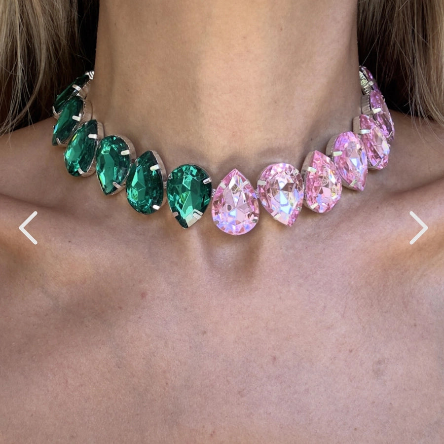 Glam Exaggerated Geometric Water Droplets Rhinestones Rhinestone Iron Tennis Chain Choker