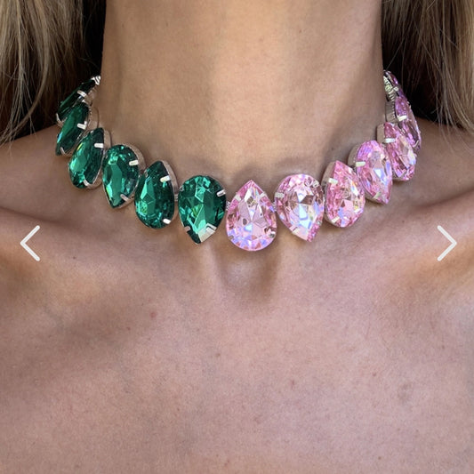 Glam Exaggerated Geometric Water Droplets Rhinestones Rhinestone Iron Tennis Chain Choker