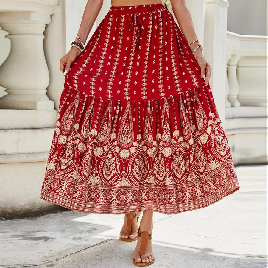 Summer Vacation Printing Polyester Maxi Long Dress Skirts