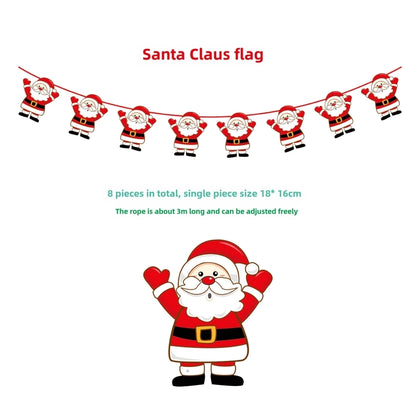 Christmas Paper Flag Christmas Window Hotel Scene Decoration Flag  Santa Claus Flag