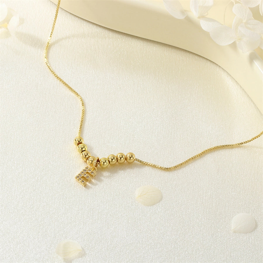 Jewelry Simple Style Letter Copper Zircon Inlay Pendant Necklace