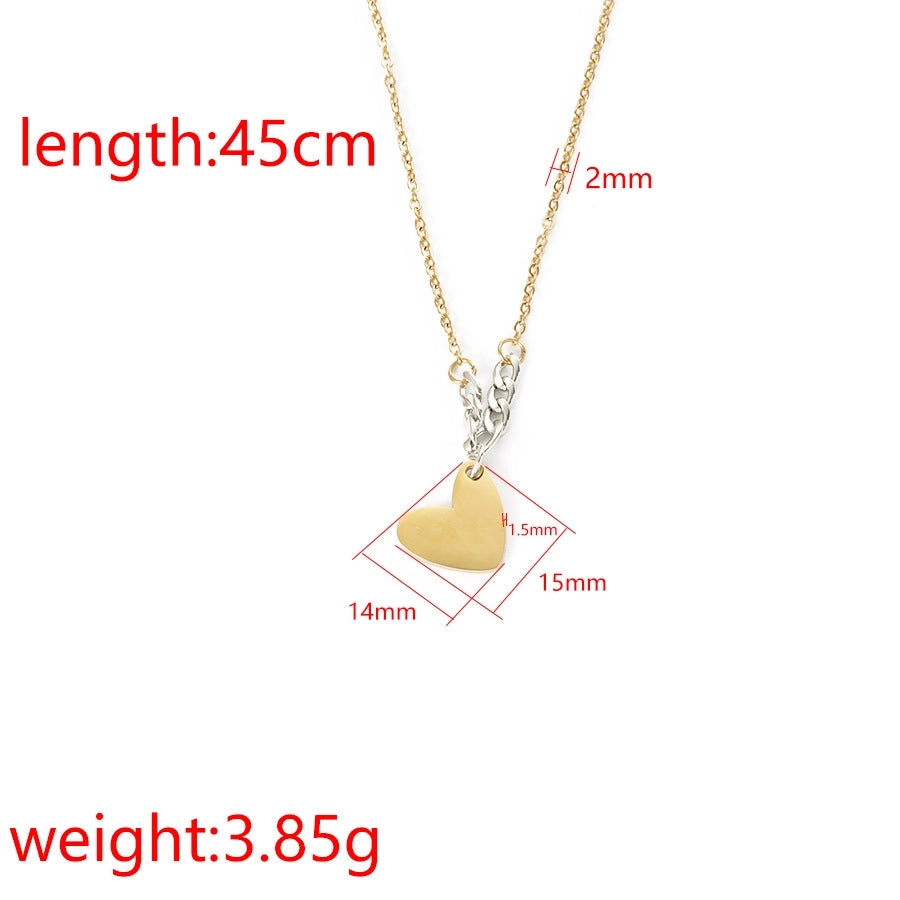 Jewelry Casual Simple Style U Shape 304 Stainless Steel 18K Gold Plated Mixed Metal Pendant Necklace