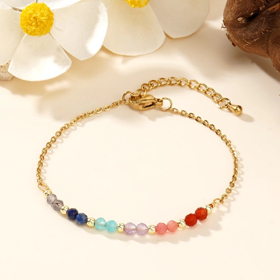 Bohemian Round natural stone Copper cable chain String Bracelets