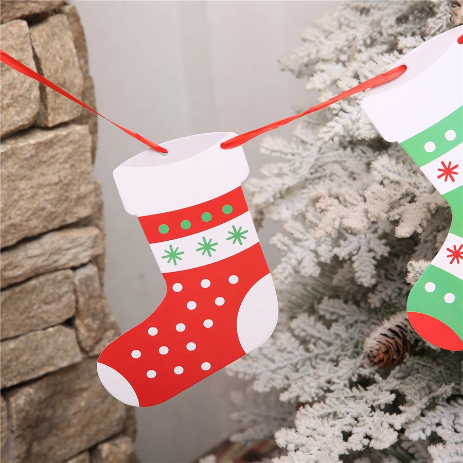 Christmas Paper Flag Christmas Window Hotel Scene Decoration Flag  Santa Claus Flag