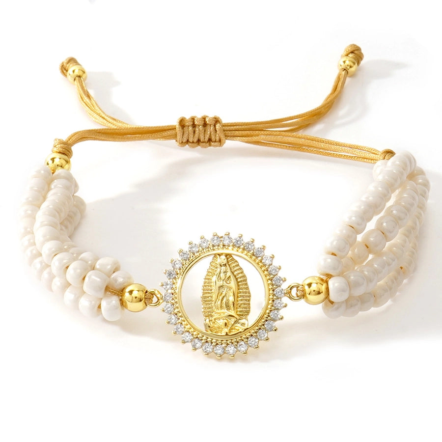 Retro Human Rhinestones Seed Bead rope Woven Chain Beaded Bracelets