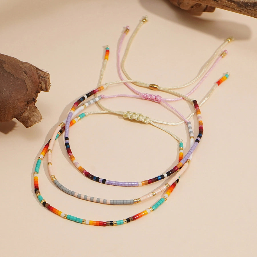 Bohemian Round Seed Bead Wax line Copper  Beaded Bracelets