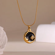 round Black Moon Necklace