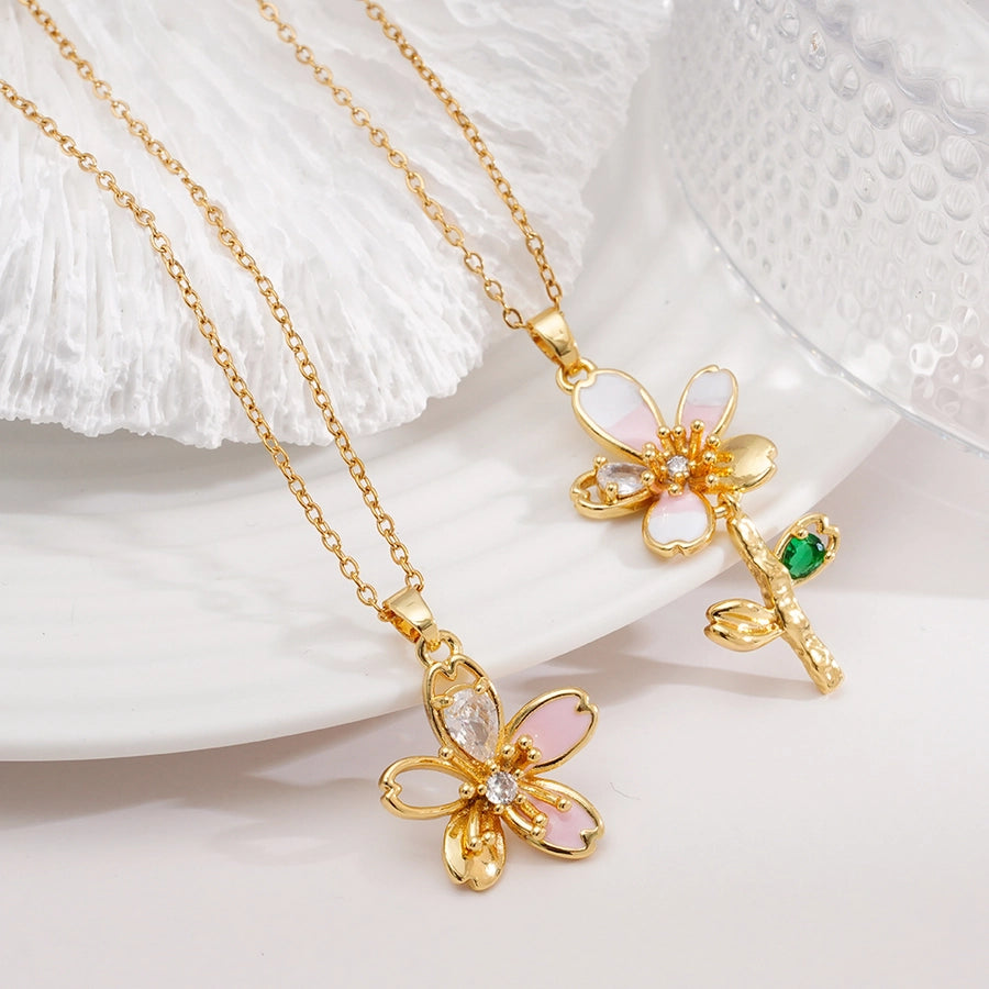 Jewelry Glam Lady Sexy Flower 304 Stainless Steel Copper Necklace