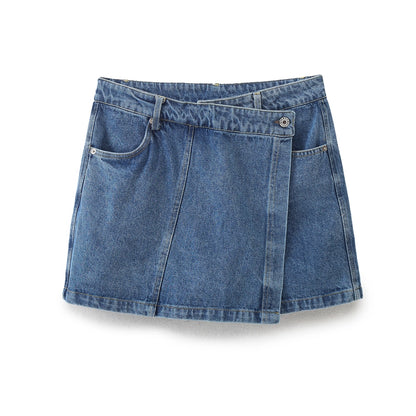 Daily Women's Simple Style Classic Style Solid Color Denim Pocket Skirt Sets Skirt Sets