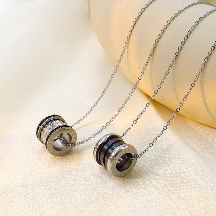 Jewelry Simple Style Round Titanium Steel Plating Pendant Necklace