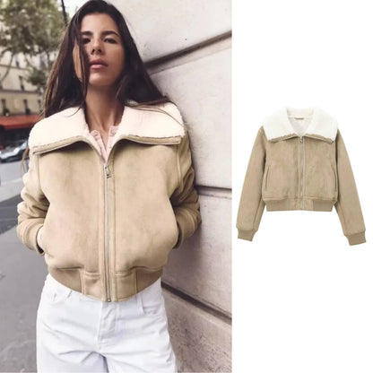 Women's Casual Solid Color Pocket Zipper Coat