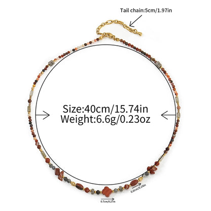 Casual Luxurious Irregular 304 Stainless Steel Czech Beads Red Jasper Beaded Chain Beaded Necklaces