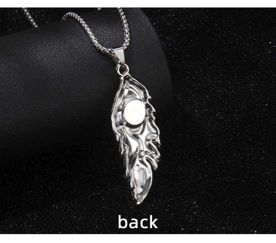 Hip-Hop Devil's Eye Feather 201 Stainless Steel Alloy Unisex Pendant Necklace