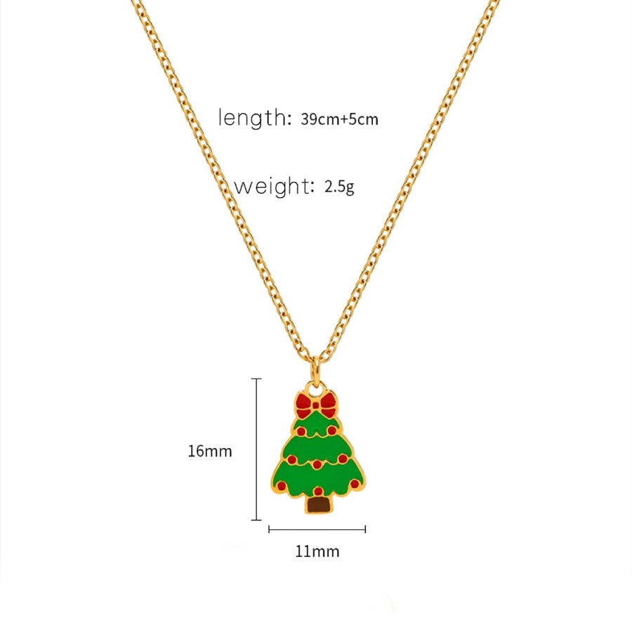 Jewelry Cute Christmas Hat Christmas Tree Christmas Socks Titanium Steel 18K Gold Plated Plating Pendant Necklace