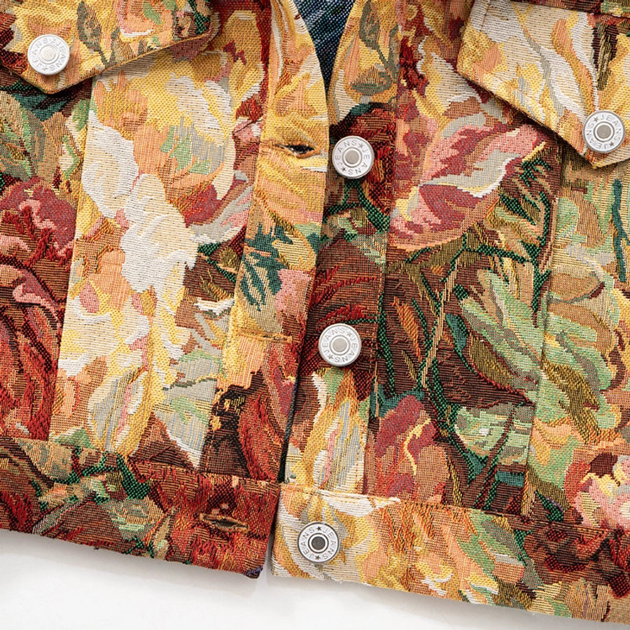 Women's Streetwear Flower Single Breasted Coat