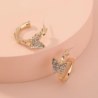1 Pair Elegant Retro Butterfly Alloy Earrings