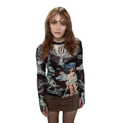 Women's T-shirt Long Sleeve T-Shirts Streetwear Cartoon