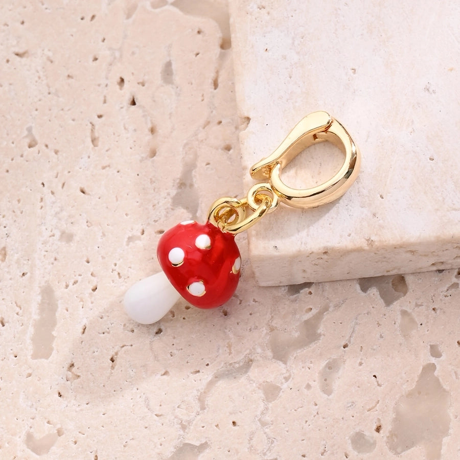 1 Pc/Package 10x6mm 11.5x12mm 14x7mm 5.5x4mm Copper Zircon 18K Gold Plated Cherry Strawberry Mushroom Polished Pendant Jewelry Accessories