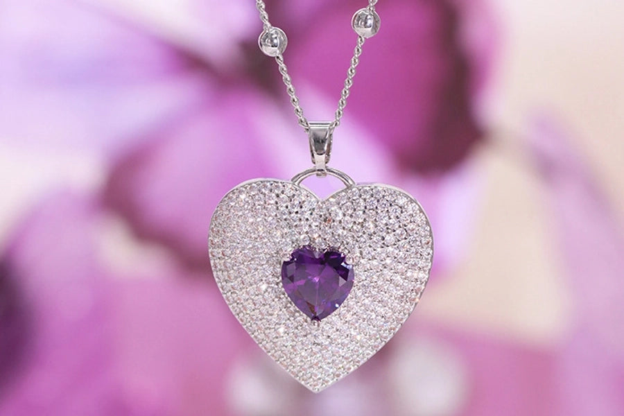 Jewelry Vintage Style Classic Style Heart Shape Copper Zircon Plating Pendant Necklace