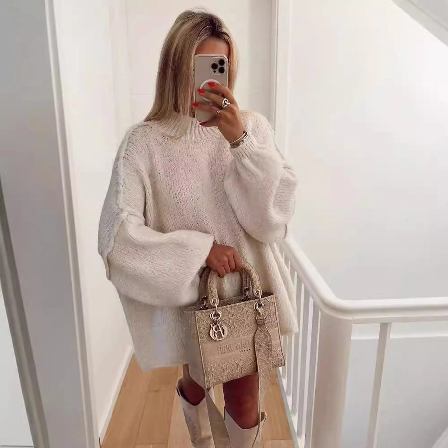 Women's Sweater Long Sleeve Sweaters & Cardigans Elegant Simple Style Solid Color