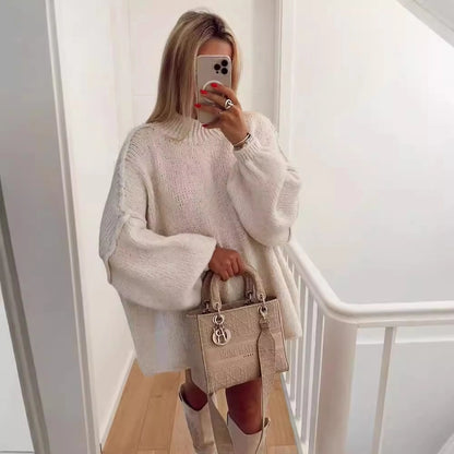 Women's Sweater Long Sleeve Sweaters & Cardigans Elegant Simple Style Solid Color