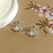 Pleated Silver-plated Fan-shaped Earrings