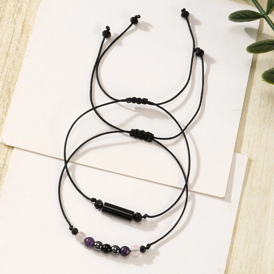 Casual Geometric Semi-precious stone rope Iron Gall Stone Woven Chain String Bracelets