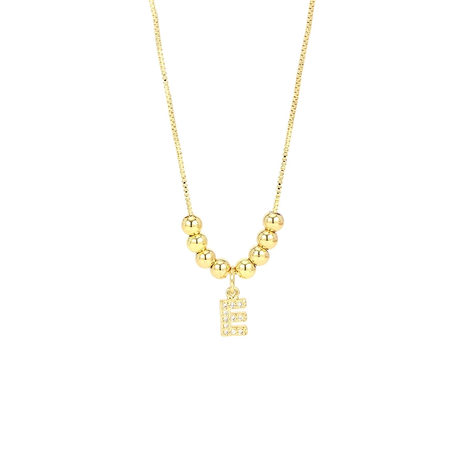 Jewelry Simple Style Letter Copper Zircon Inlay Pendant Necklace