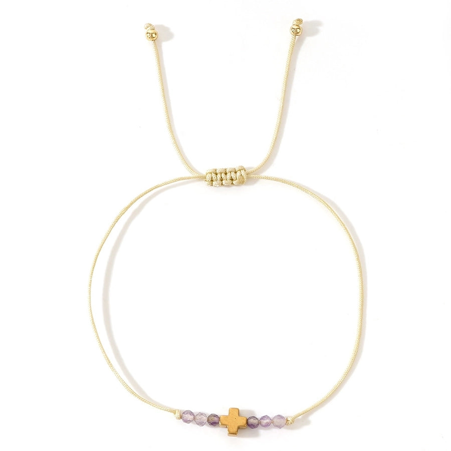 Simple Style Cross natural stone rope Copper  String Bracelets