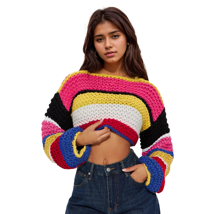 Women's Sweater Long Sleeve Sweaters & Cardigans Streetwear Color Block