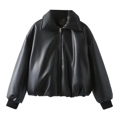 Women's Streetwear Solid Color Zipper Coat cotton clothes