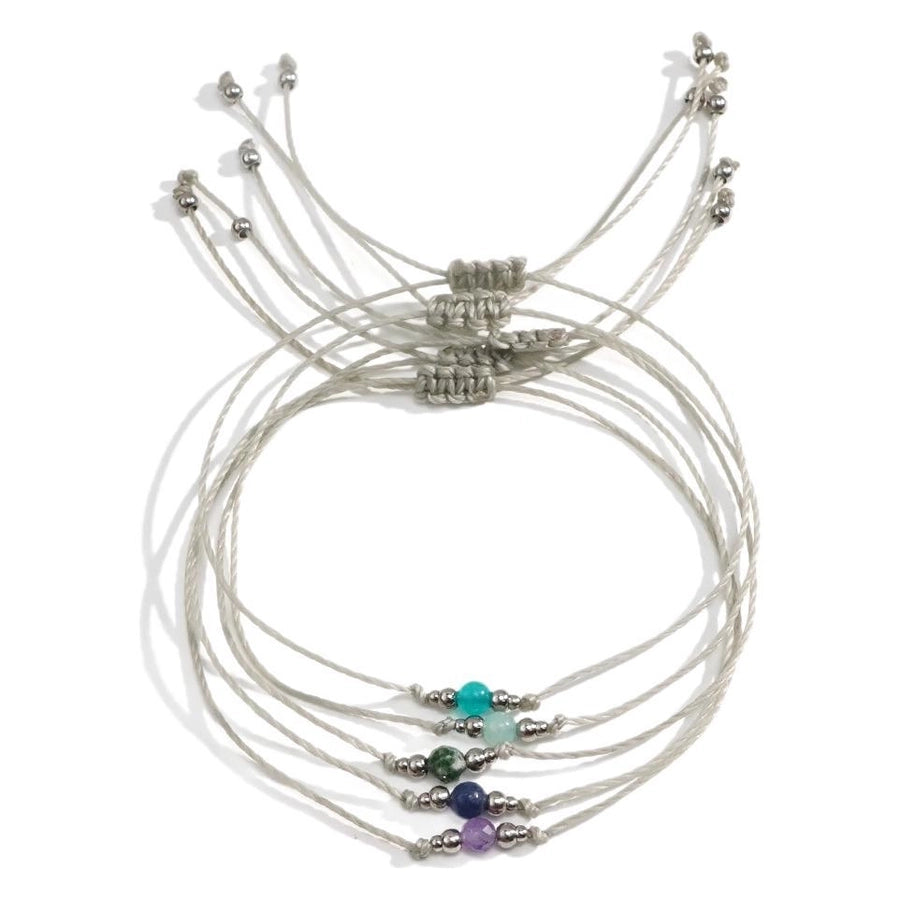 Bohemian Round 304 Stainless Steel natural stone Wax line  String Bracelets