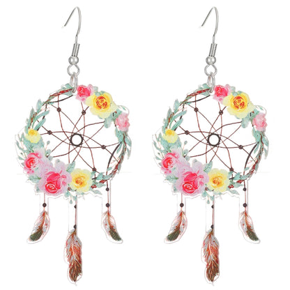 1 Pair Lady Pastoral Flower Arylic Drop Earrings