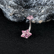 Steel Five-Pointed Star Pink Zirconium