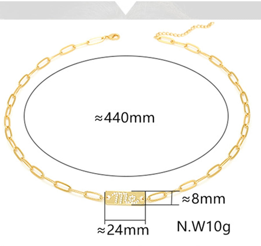 Jewelry Casual Classic Style Letter Copper Zircon Necklace