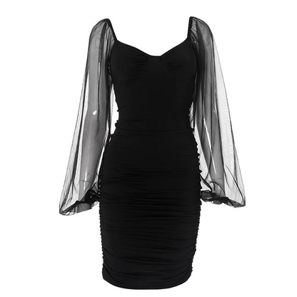 Women's Hip skirt Streetwear V Neck Long Sleeve Solid Color Knee-Length Daily