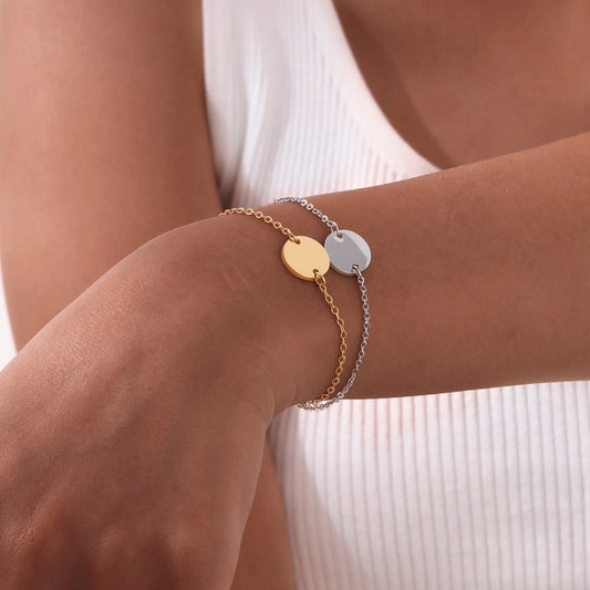 Vacation Classic Style Round 304 Stainless Steel 18K Gold Plated cable chain Bracelets In Bulk Stainless Steel Bracelets