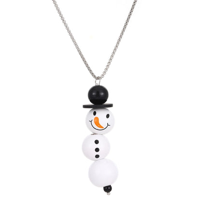 Vintage Style Classic Style Snowman Wood Iron  Pendant Necklaces