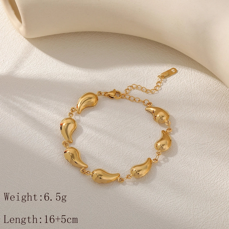 Jewelry Commute Water Droplets 304 Stainless Steel 18K Gold Plated Jewelry Set