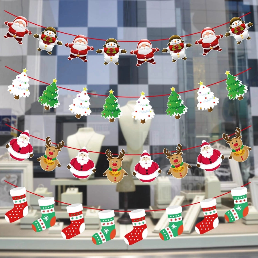 Christmas Paper Flag Christmas Window Hotel Scene Decoration Flag  Santa Claus Flag
