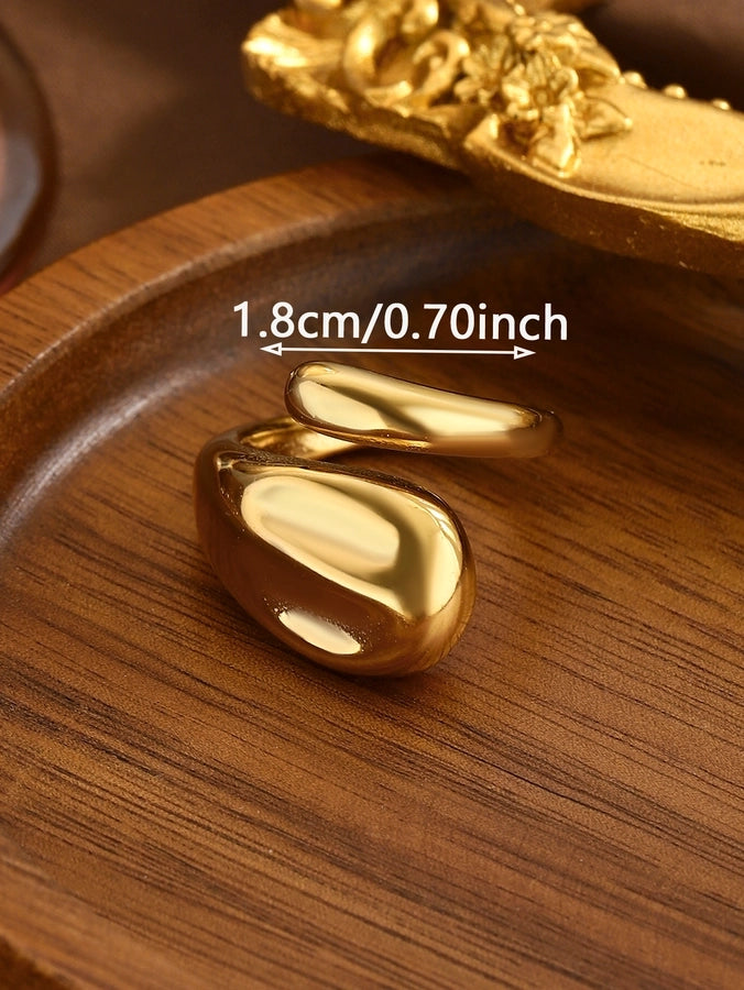 Jewelry Elegant Classical Vintage Style Geometric Water Droplets 316L Stainless Steel  Titanium Steel Wide Band Rings Open Rings