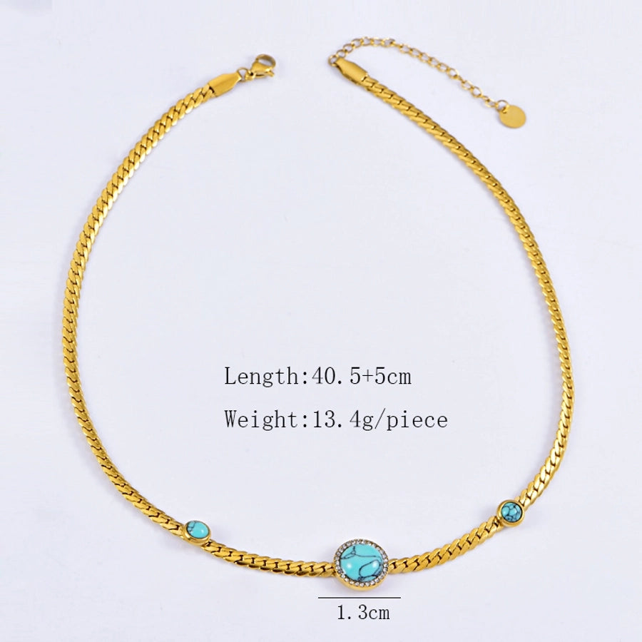 Jewelry Vintage Style Geometric 304 Stainless Steel Turquoise Plating Necklace