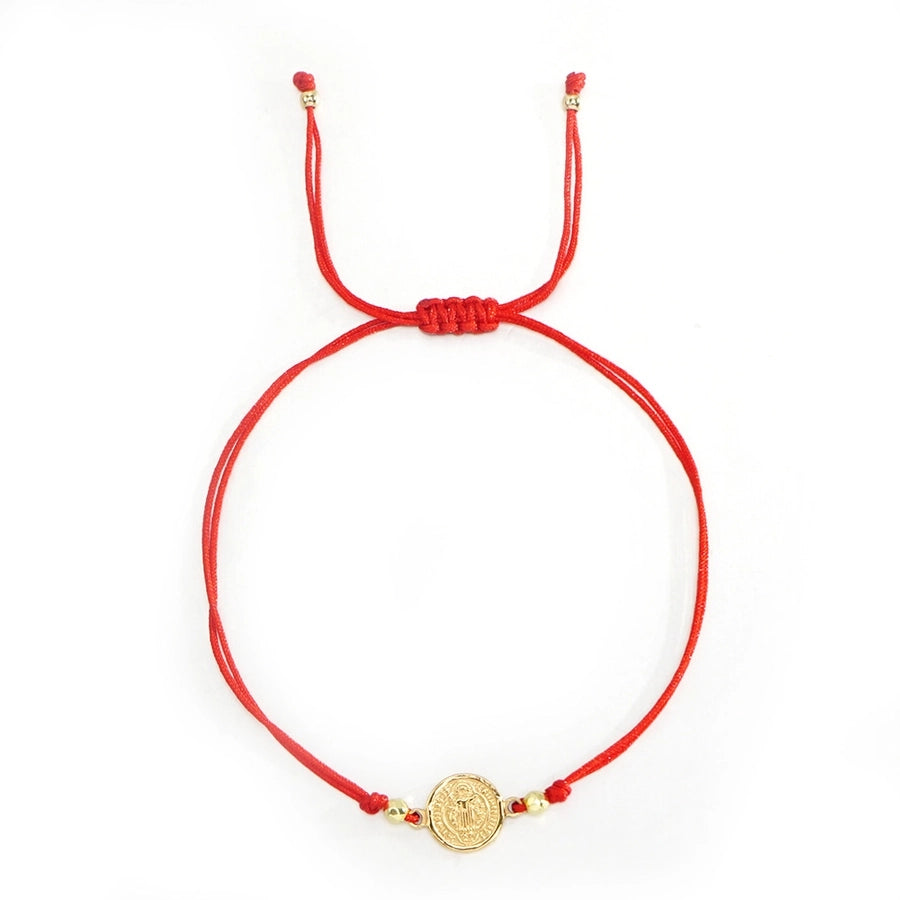 Bohemian Cross Round Heart Shape Zircon Wax line Copper  String Bracelets